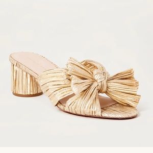 Loeffler Randall Emilia Gold Pleated Bow Heels 8